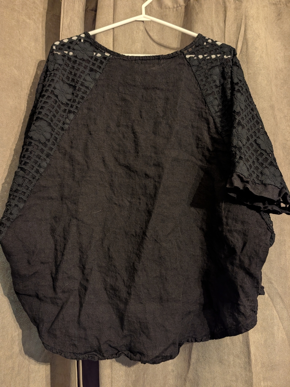 Linen Women’s Black Crochet-Trim Skirt
